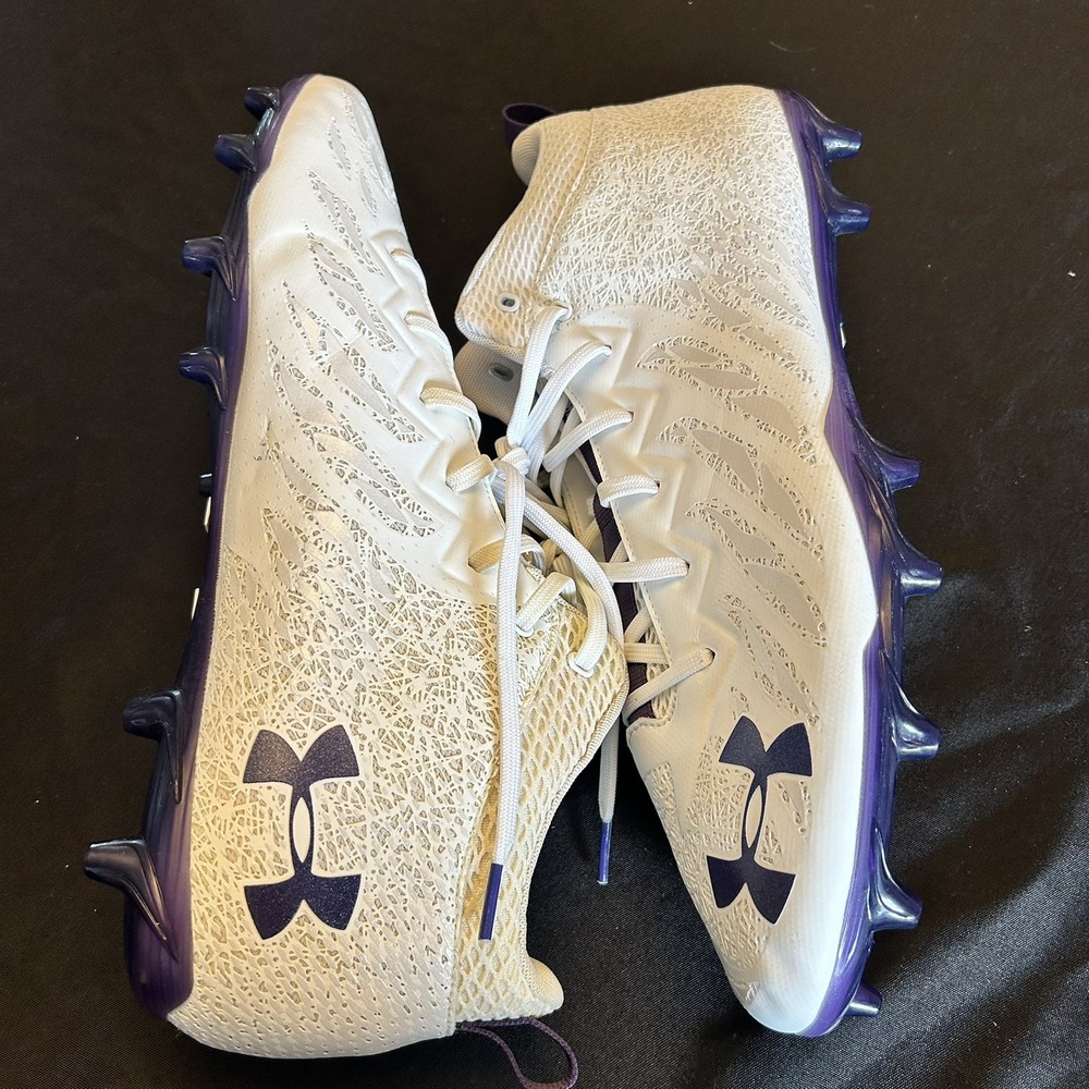 Under Armour Men's White Purple Football Cleats Size 16